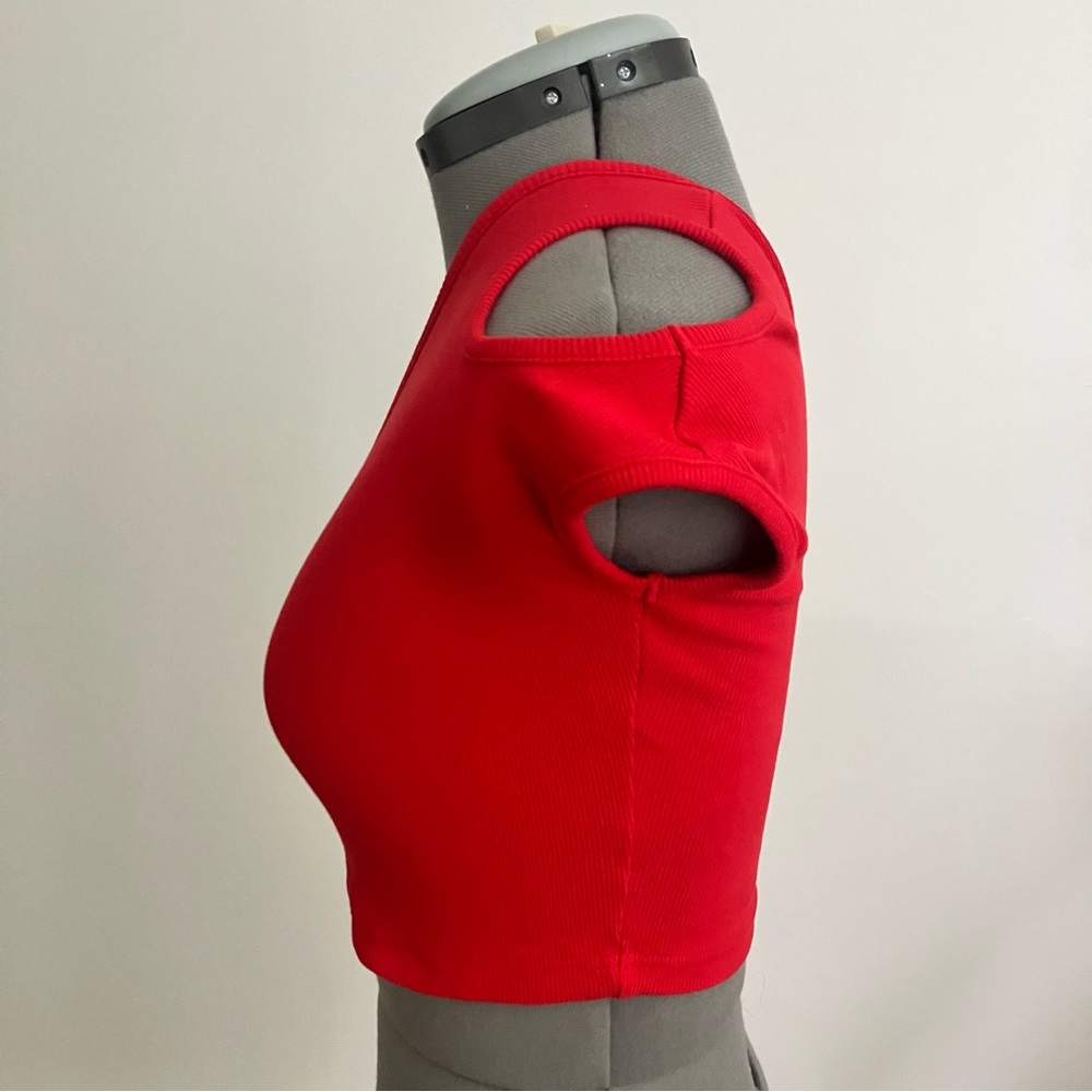 Telfar Rib Half Tank, Red, XS/S - Picture 3 of 8